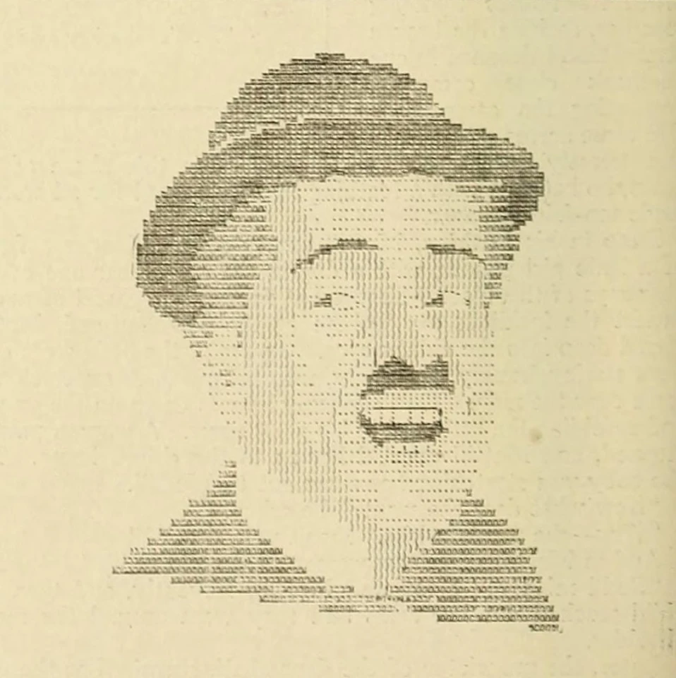 From 1919 this is an early example of typewriter art featuring Charlie Chaplin
