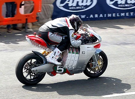 Californian Mark Miller gets away from the start on the MotoCzysz