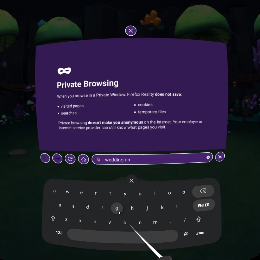 Firefox Reality includes features Firefox users have come to expect such as private browsing