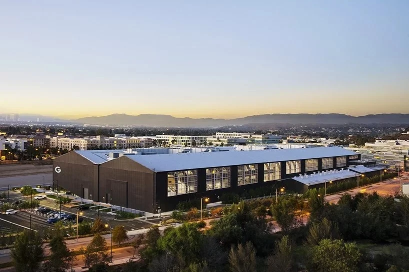 The Google Spruce Goose Hangar is arranged either side of the 750 ft (228 m)-long wooden hangar's central spine