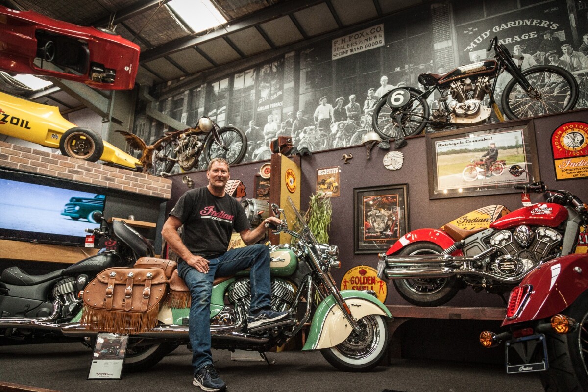 John Gee, owner of Antique Motorcycles, Moorabbin