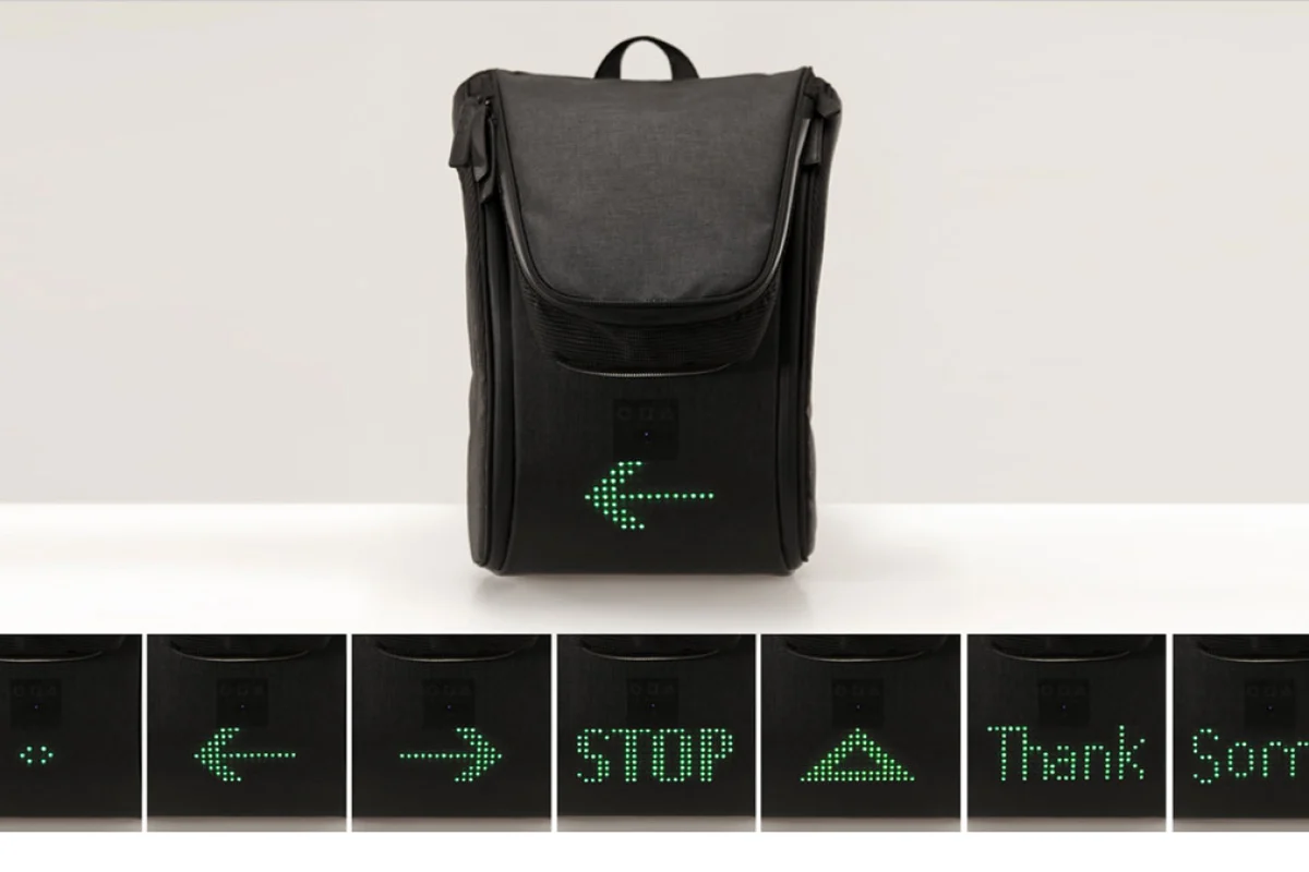 The SEIL LED grid signaling system installed in a bag