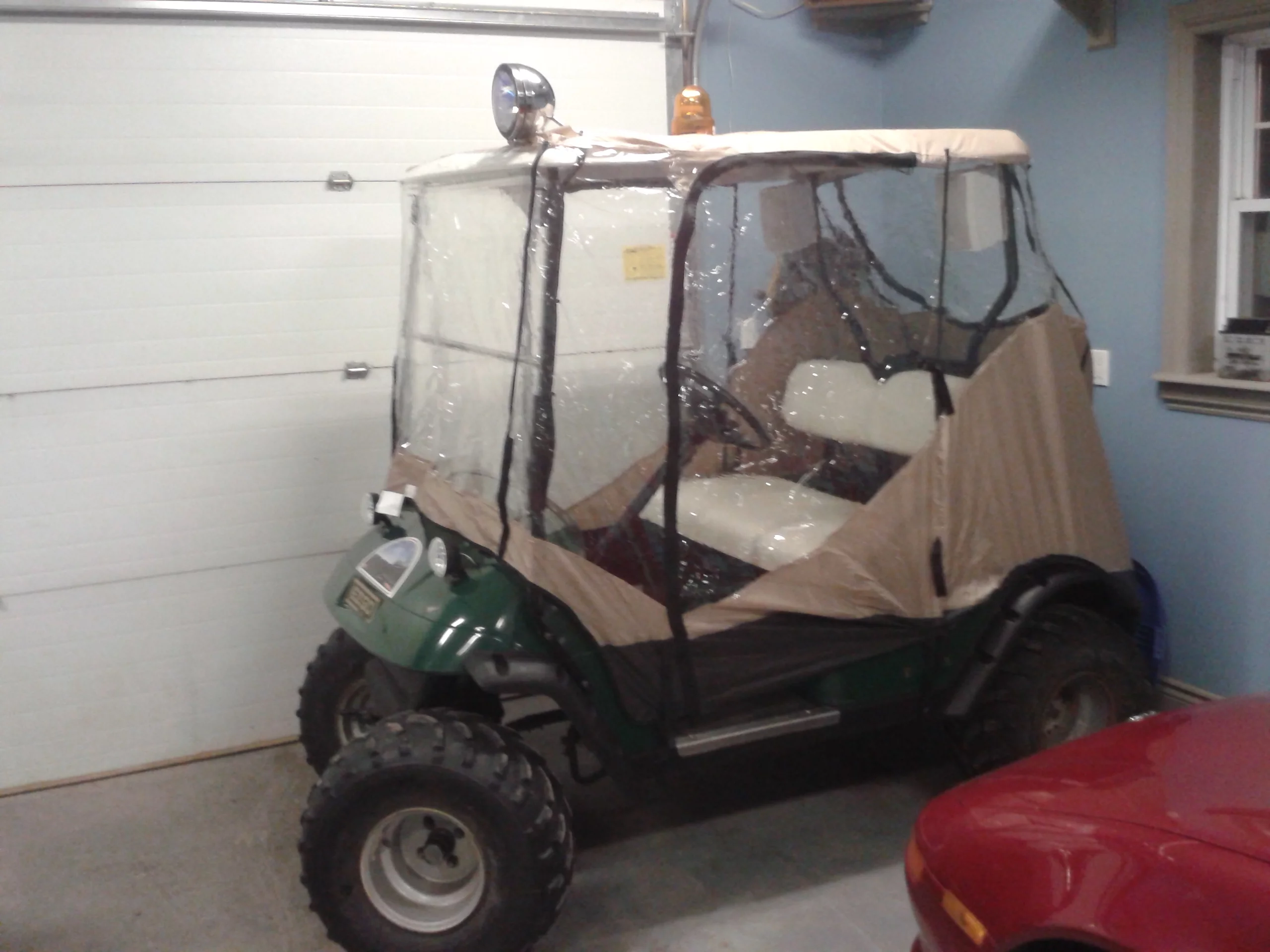 Baker converted a used golf cart into a 25 horse-power snow-clearing machine for CA$2,400 (US$2399)