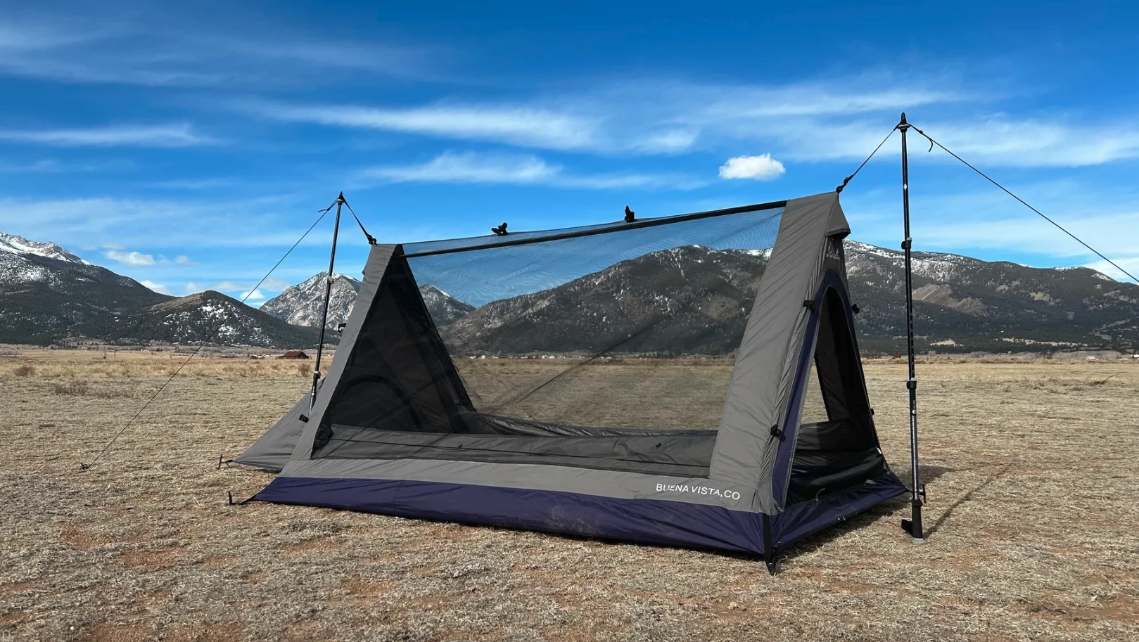 The Backpaker model includes its own frame and can also pitch with trekking poles as shown here