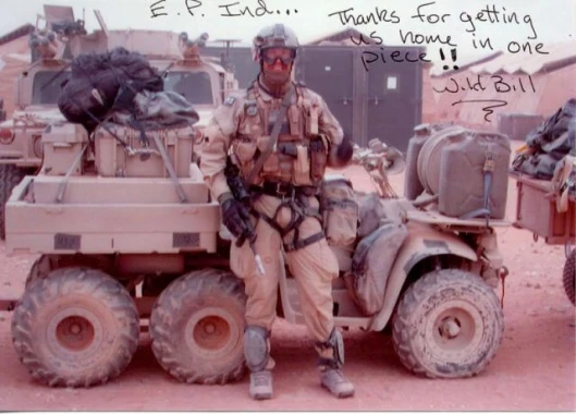 An appreciative postcard from Iraq after Eddie was called in to build some special forces equipment