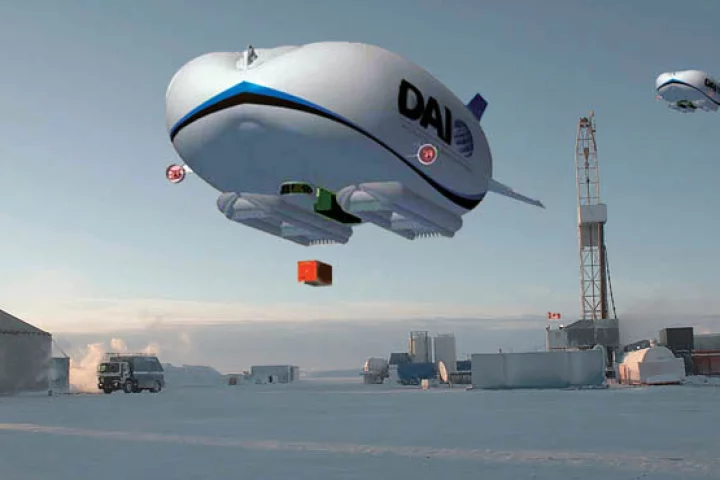 The Hybrid Air Vehicles heavy-lifter in Discovery Air livery