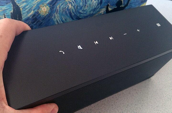 The Theatre Box features back-lit touch buttons