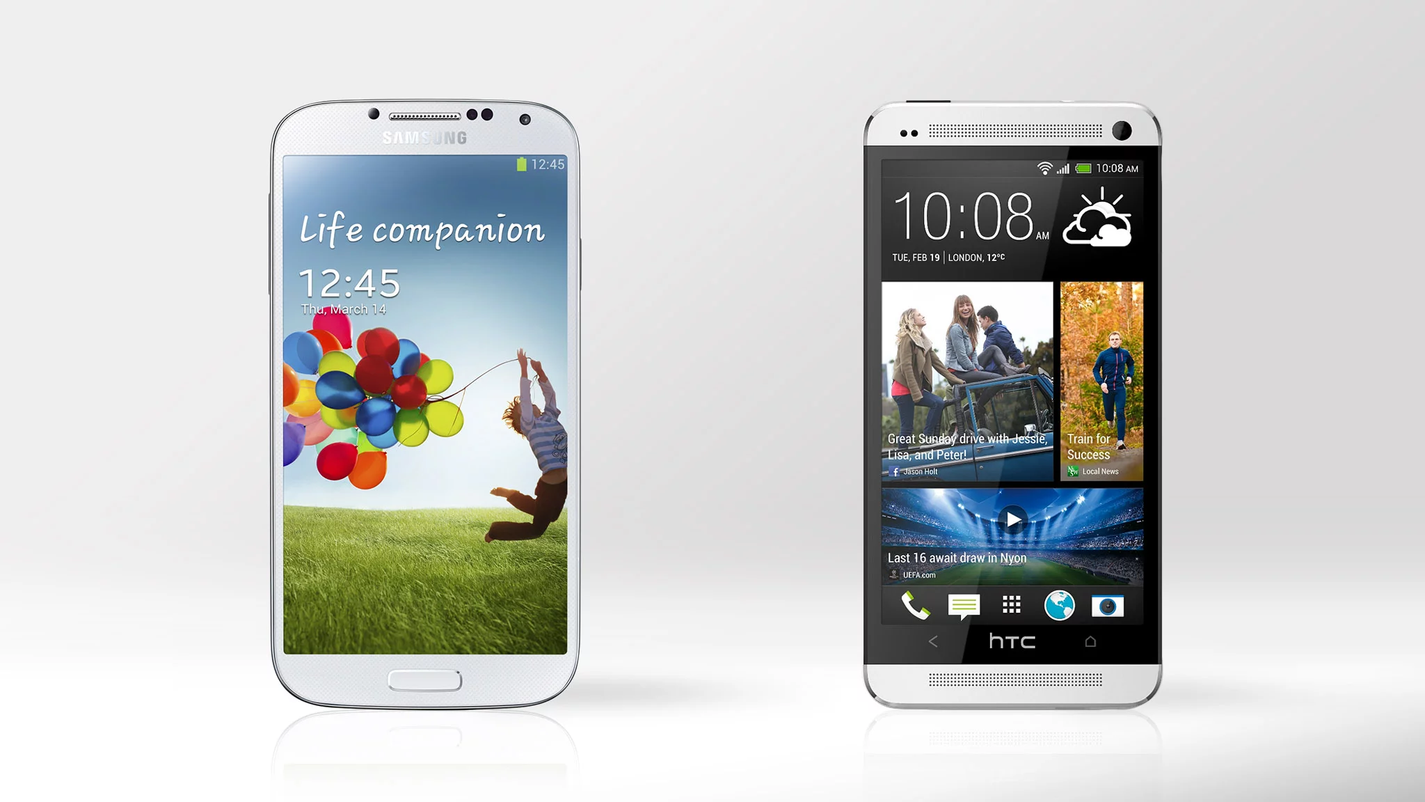 We compare the specs and features of the Samsung Galaxy S4 and HTC One