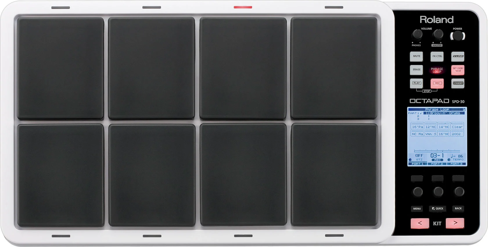 The unit's eight rectangular pads have a "natural and responsive playing feel" which benefit from the company's most advanced V-Drum triggering technology