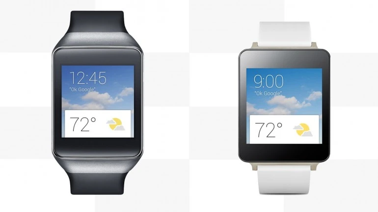 The LG G Watch and Samsung Gear Live (left)
