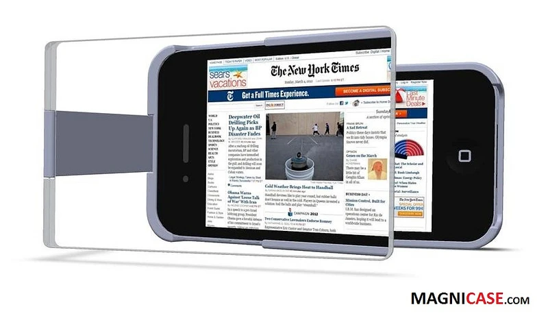 The MagniCase magnifies the display of the iPhone 4/4S by 1.5x