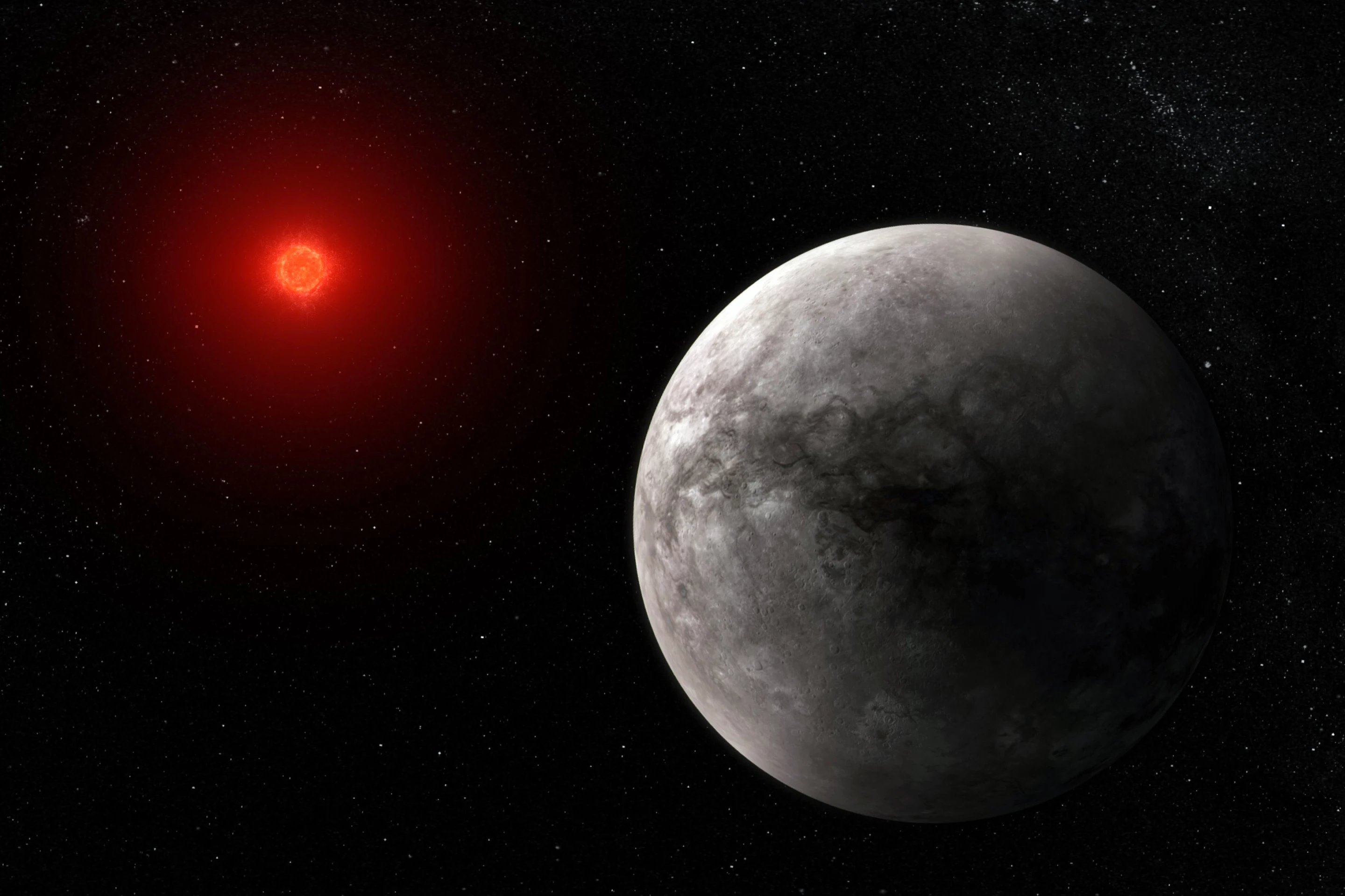 An artist's rendition of the exoplanet TRAPPIST-1 b. Using NASA's James Webb Space Telescope, researchers have measured the planet's temperature, providing more information about the habitability of planets like this one.