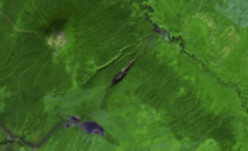The rapid growth of the Batagaika Crater, as seen in satellite images, from 1991-2022.