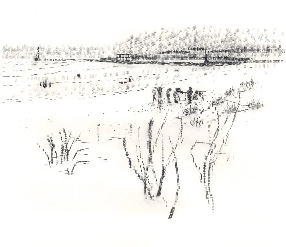 Camber Sands – a modern-day piece of typewriter art by Kiera Rathbone