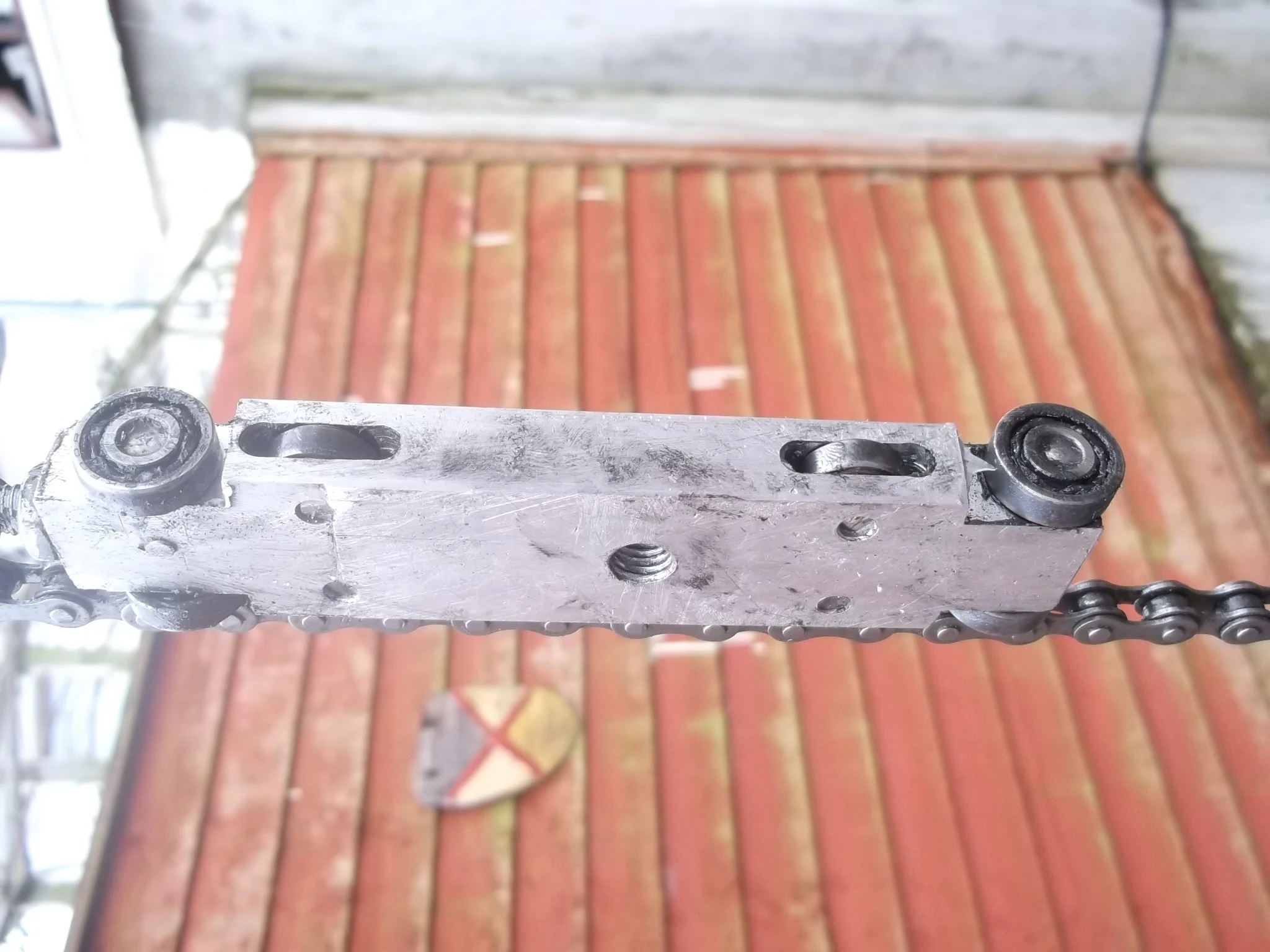 The pedal is threaded into the inner slide mechanism