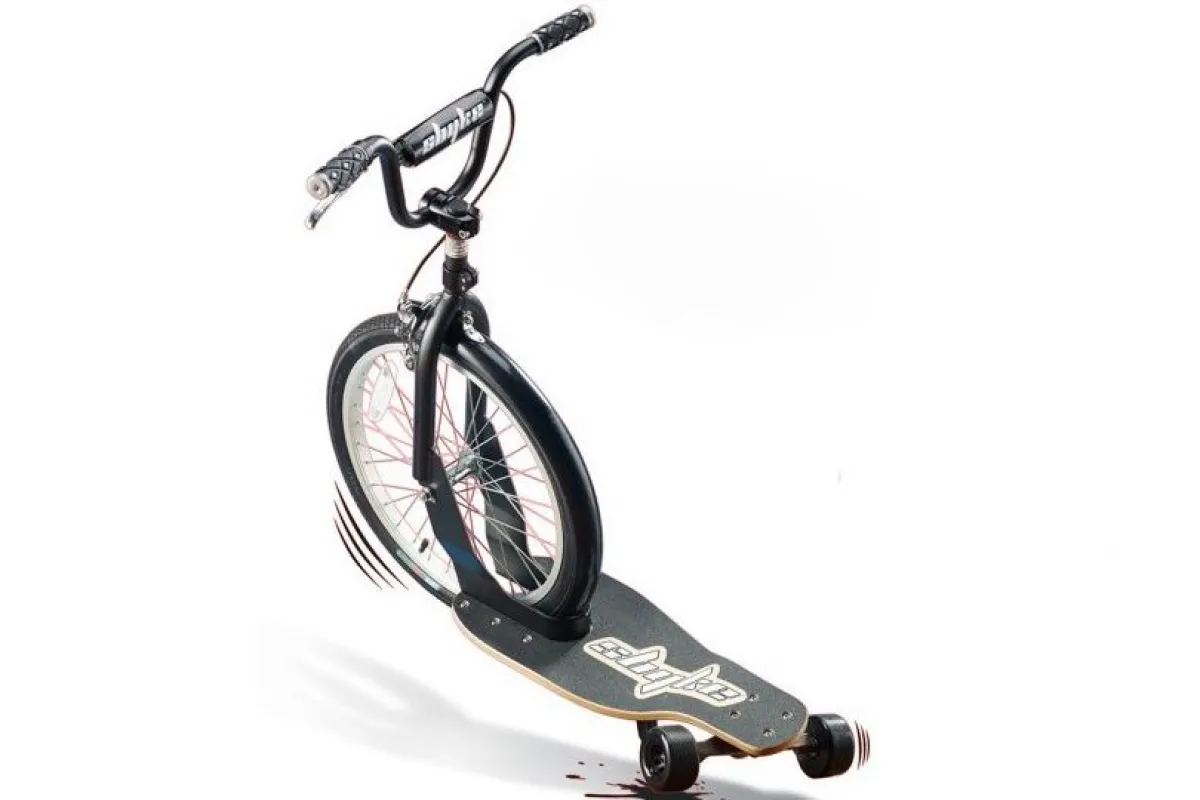 The sbyke takes elements from BMX bikes and skateboards to make a rear-steering scooter