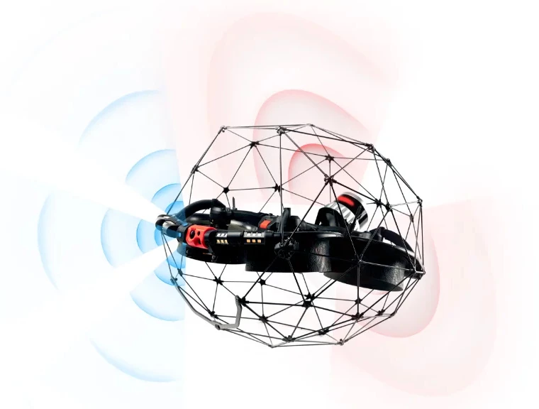 Along with its cameras (front) and LiDAR (rear), mounting ports allow the Elios 3 to be equipped with two other aftermarket devices
