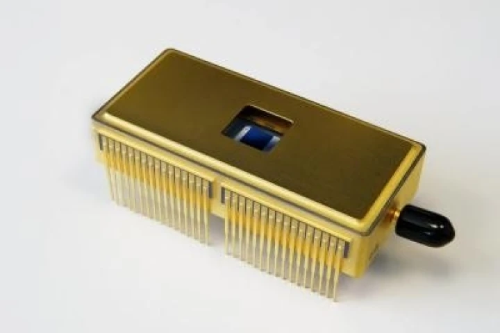 The CCD220 detector is the heart of an ultra-fast camera that takes 1500 high precision images a second (Photo: Credit: P. Balard/INSU-CNRS/ESO)