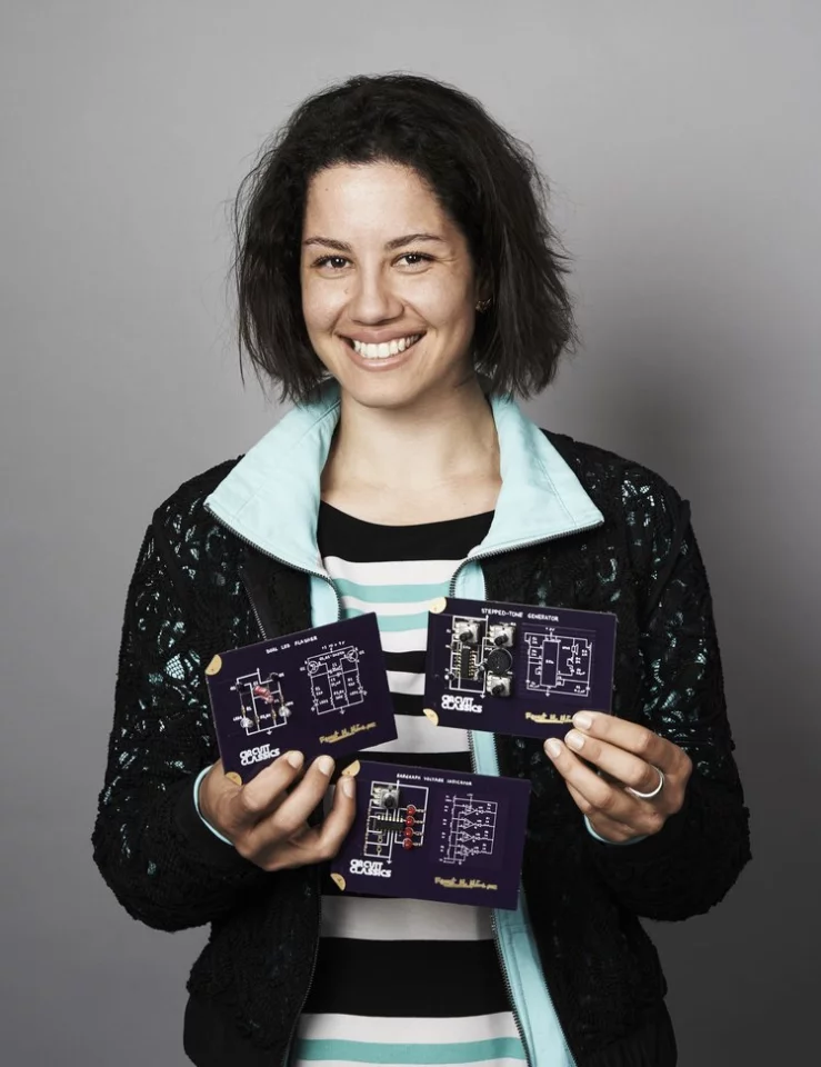 The creator, Star Simpson, with examples of her prototypes in hand