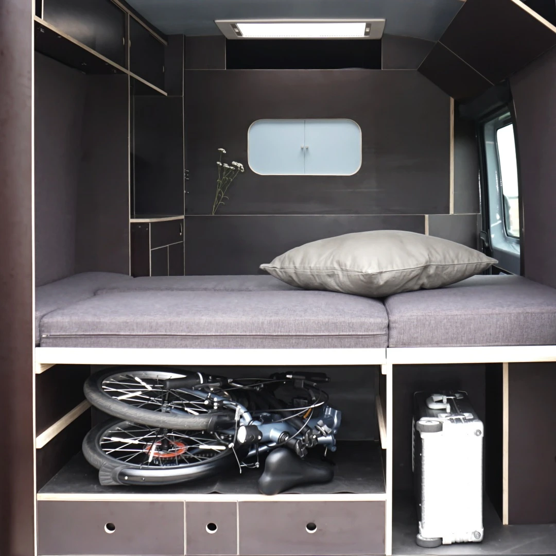 Ample storage space and hidden drawers are found throughout the van