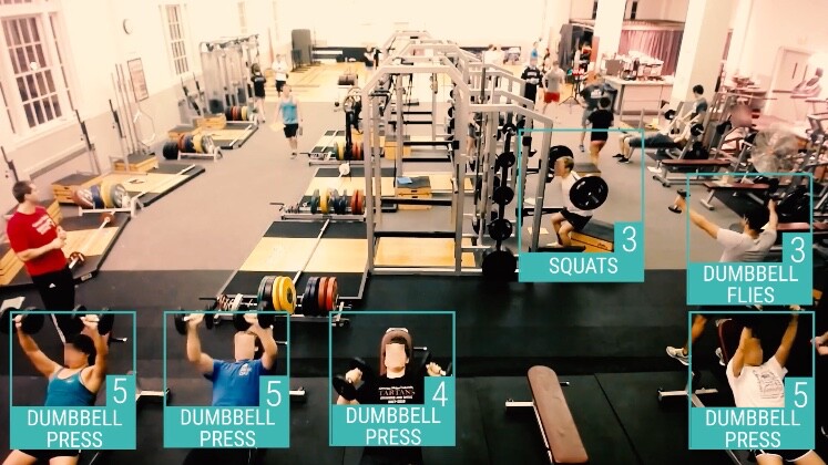 GymCam can simultaneously track multiple users performing different exercises