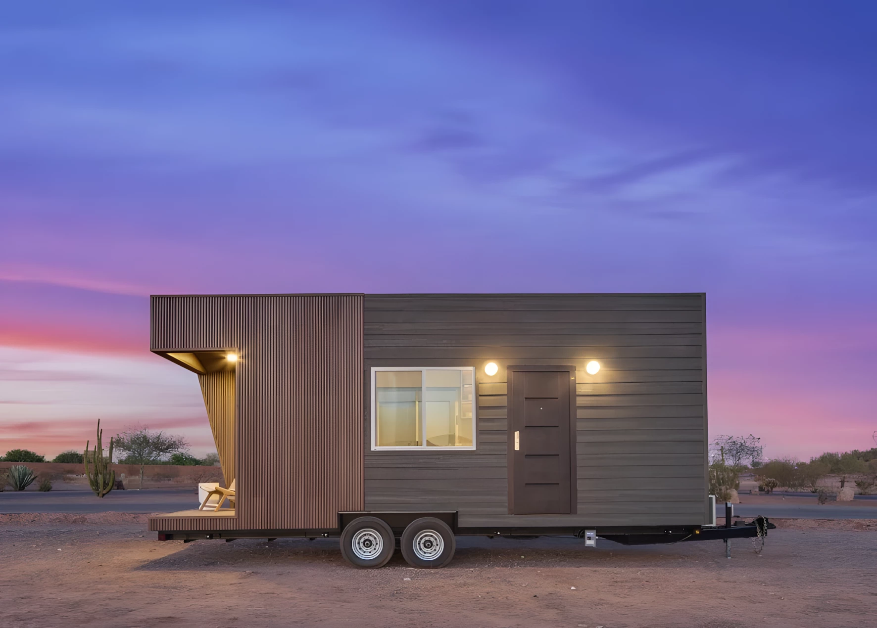 The Vettel Haus is finished in engineered wood and has a secondary entrance situated in the kitchen