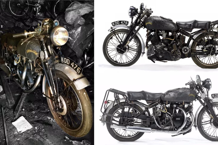In a familiar tale, the bike was purchased just prior to a marriage, and spent the next 42 years in a shed, untouched