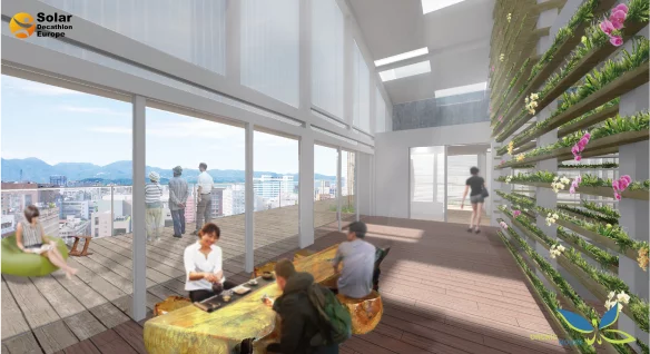 In terms of the layout, the team have figured in their plans space for a bathroom, kitchen, living room, work station, bedroom, terrace space and a "Green Core"