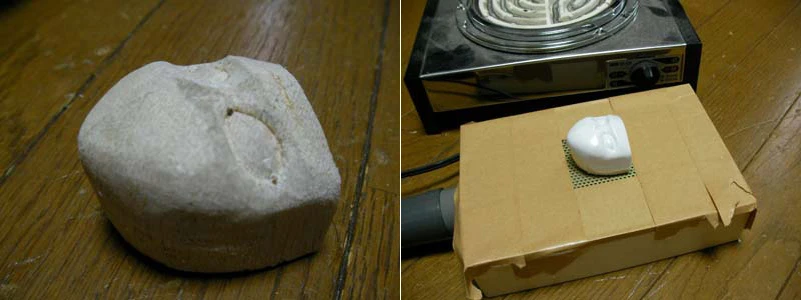 To make the head, Dr. GIY first carved a piece of balsa wood before using vacuum forming to mold the plastic (Photo: Dr. GIY)