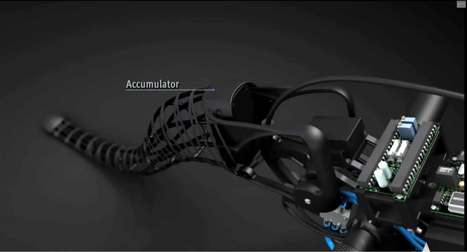 An accumulator is located at the base of the tail (Image: Festo)