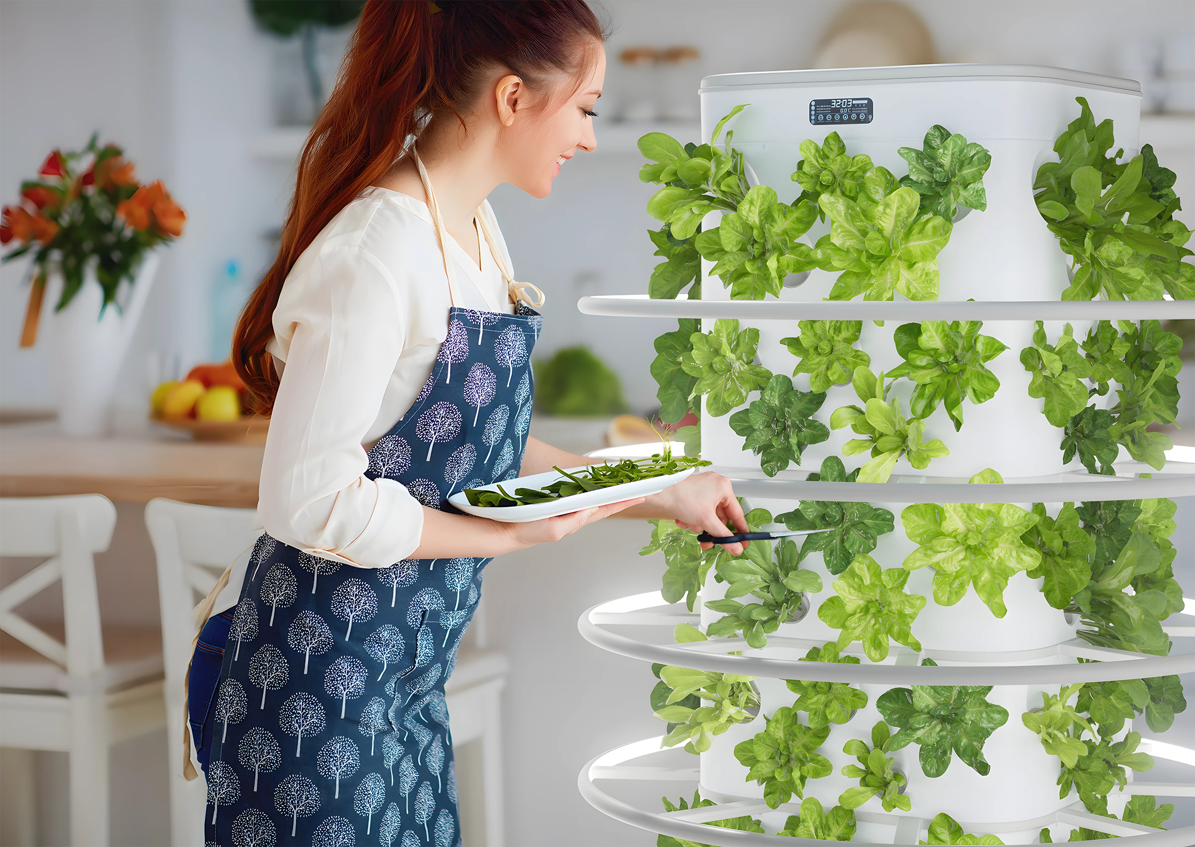 The Nutraponics Garden Tower automates much of the growing process, with the user popping in pods, topping up a water/nutrient mix and harvesting