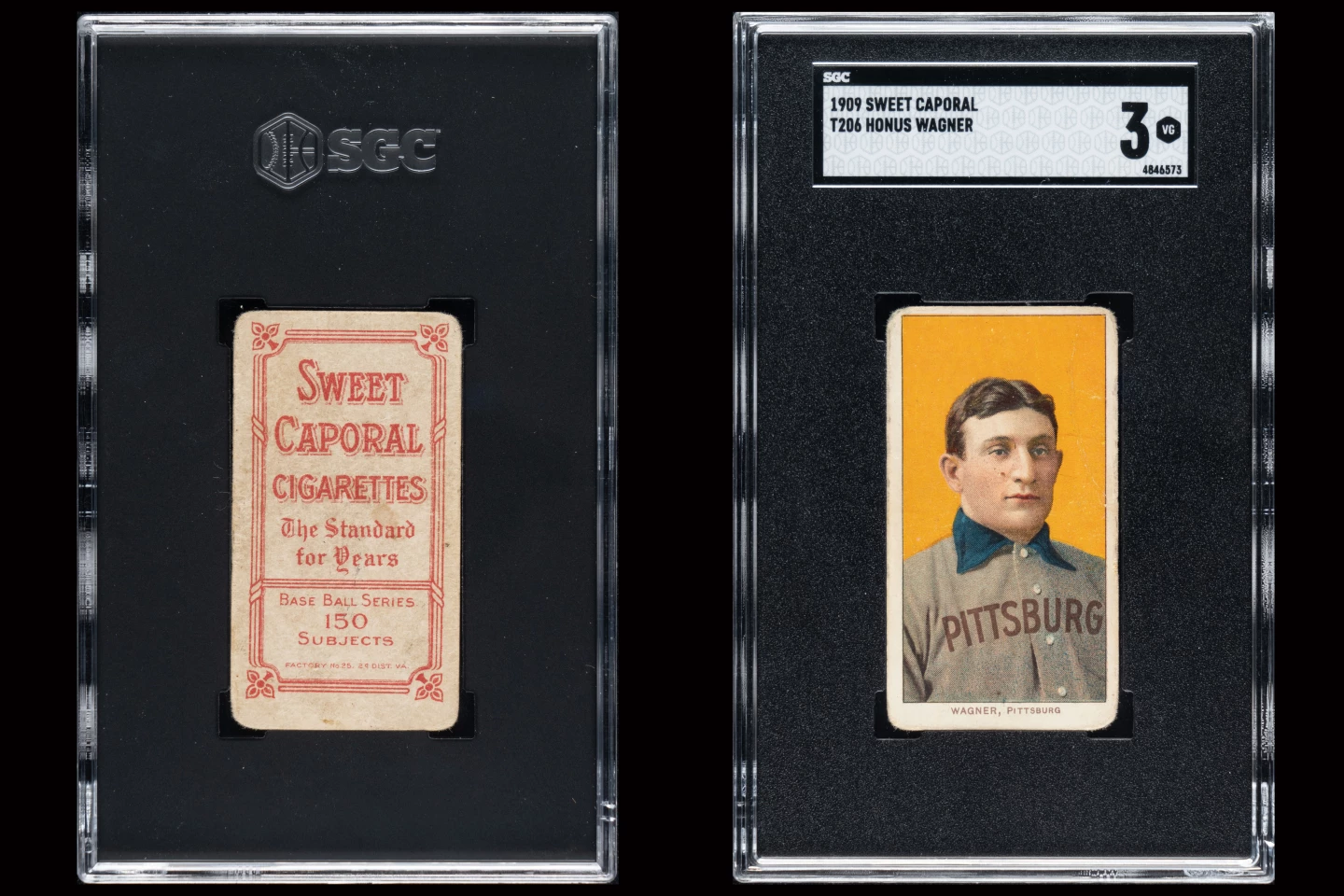 This 1909-1911 T206 Honus Wagner Baseball Card sold for $6,606,296 at Robert Edwards Auctions on 15 August 2021, becoming the most valuable baseball card in history (again)