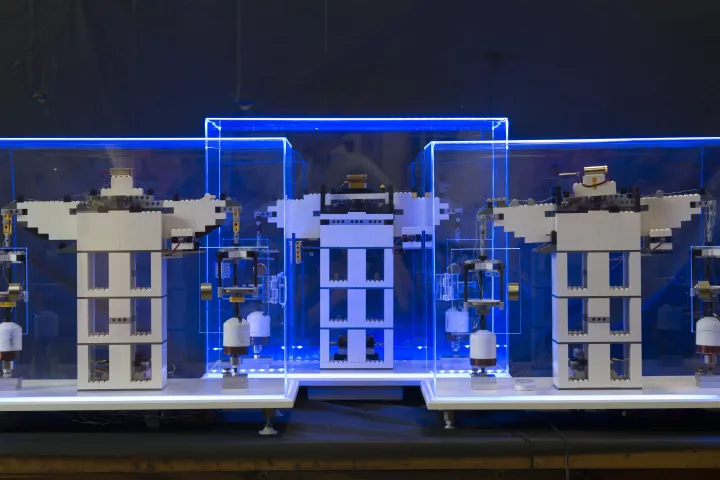 Engineers have designed an experiment that uses Lego blocks to determine a fundamental atomic constant (Photo: Xiang (Shawn) Zhang/NIST)