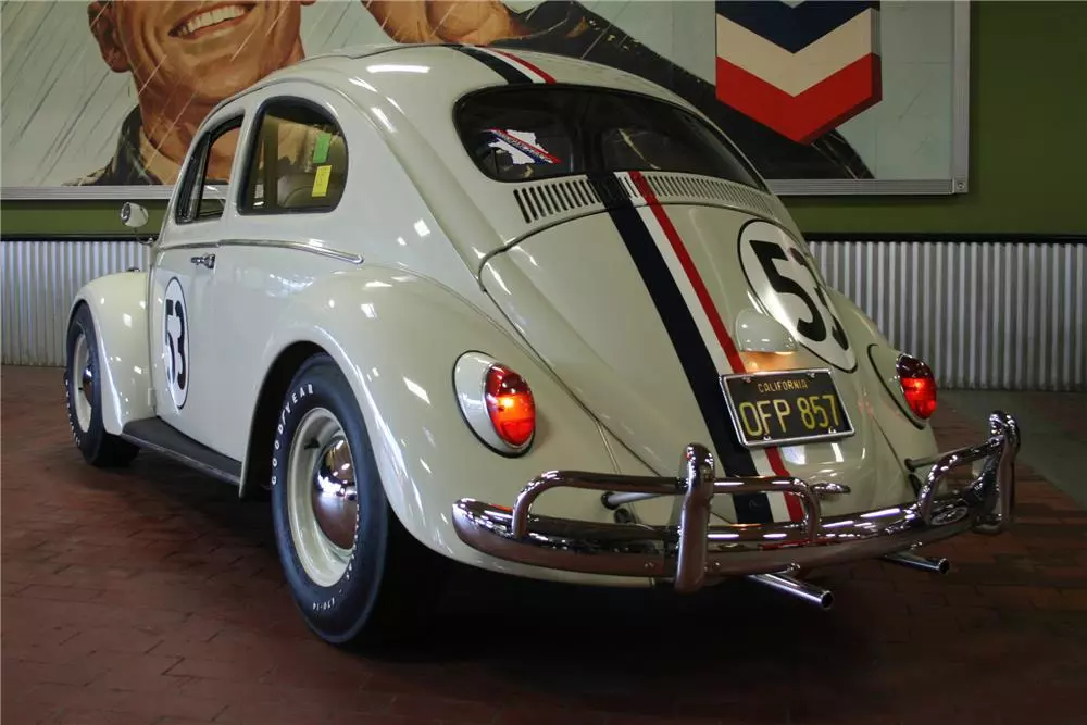One of many Herbies used in the six movie series, this car was used during the two middle films of the series and is fully authenticated. It was the actual car which sprayed oil in "Herbie goes to Monte Carlo". Herbie was sold in April, 2015 by Barrett-Jackson, setting a world record for a Volkswagen Beetle of US$126,500.