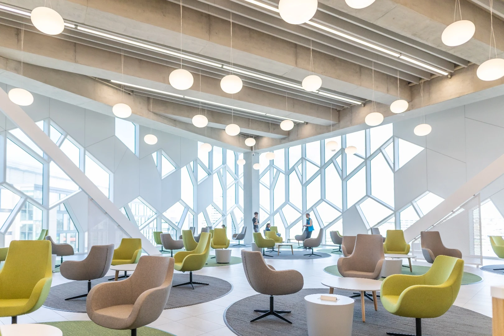 Calgary Central Library's triple-glazed facade comprises a hexagonal pattern of fritted glass and aluminum panels