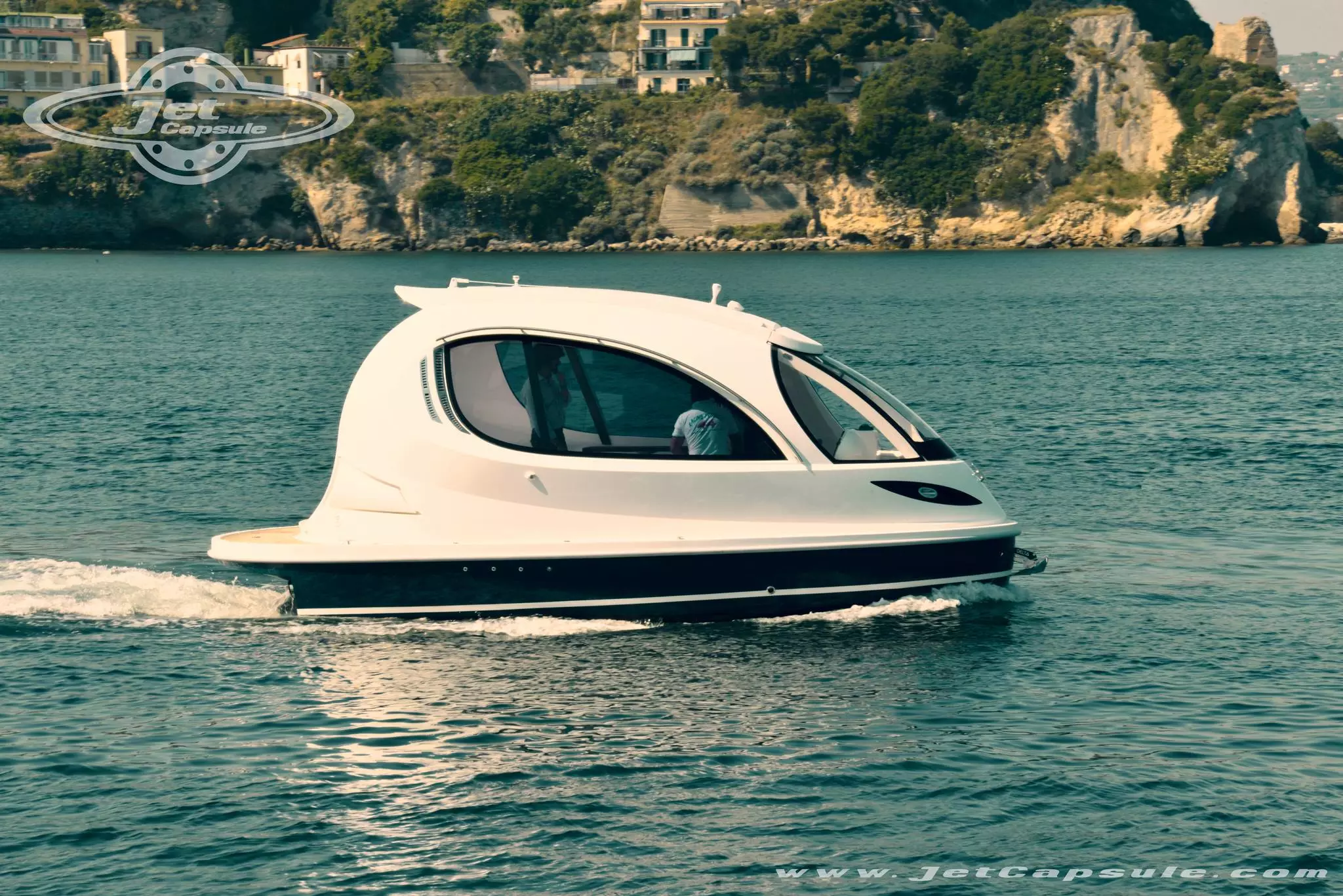 Jet Capsule is made with a fiberglass hull and features a hydro-jet system