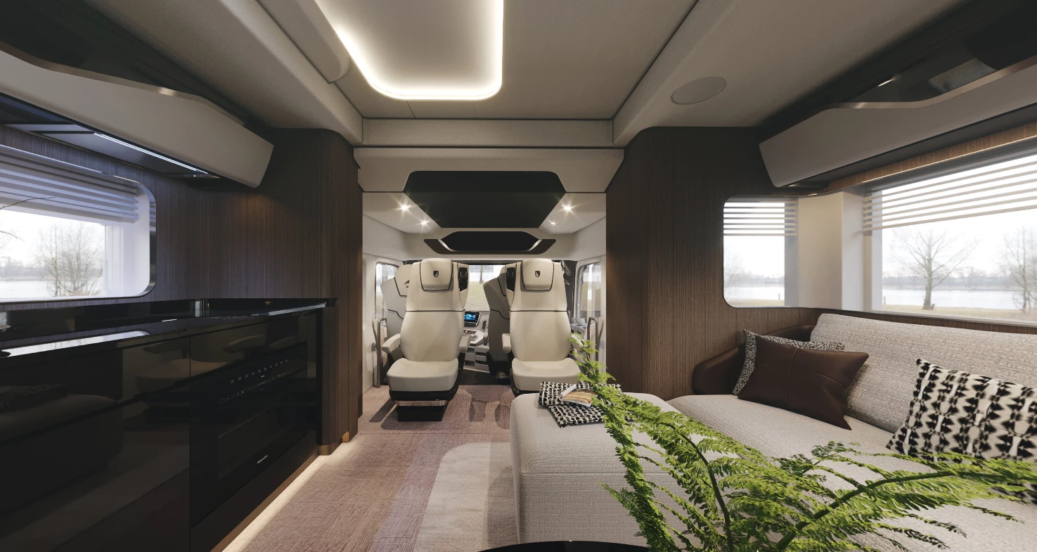 The rear two Dembell passenger seats swivel around to join the living area