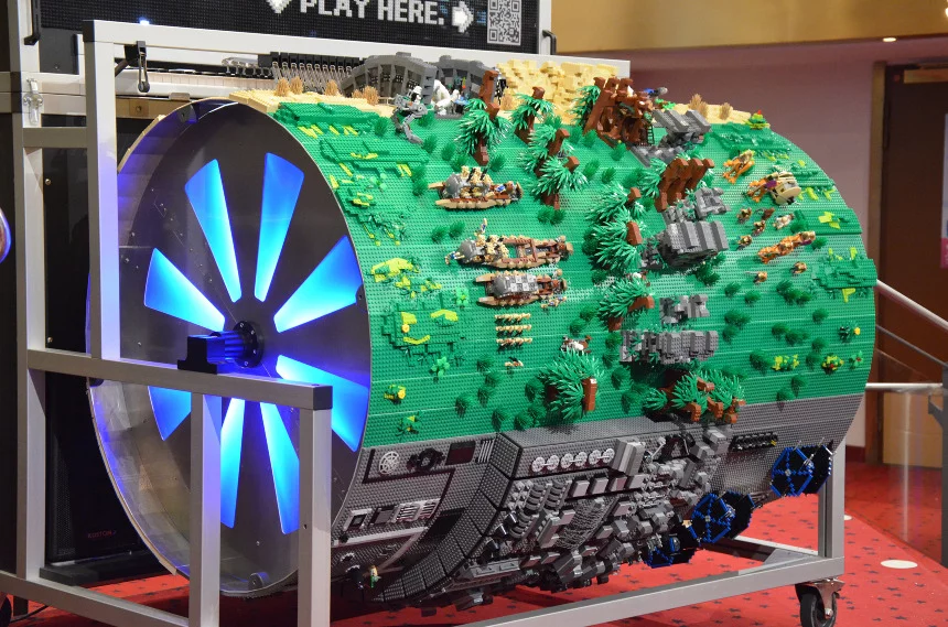 The Star Wars barrel organ made from over 20,00 pieces of Lego that plays the Star Wars theme