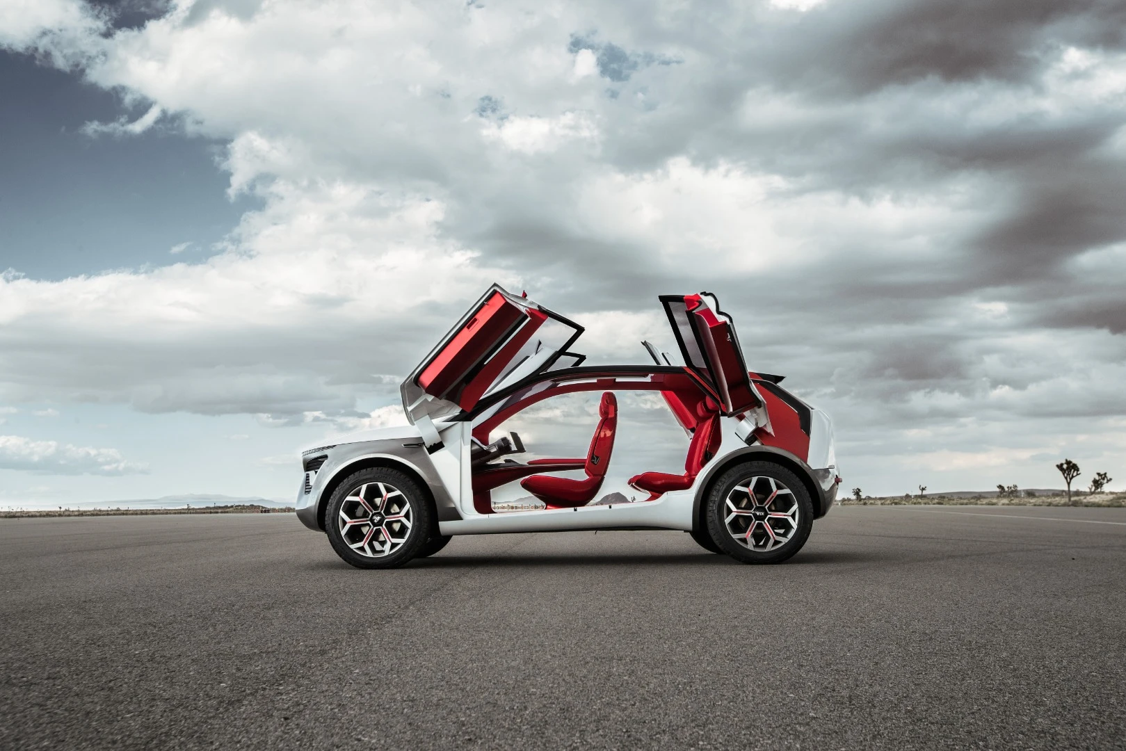 The Kia HabaNiro catches the eye with its four butterfly doors and B-pillarless design