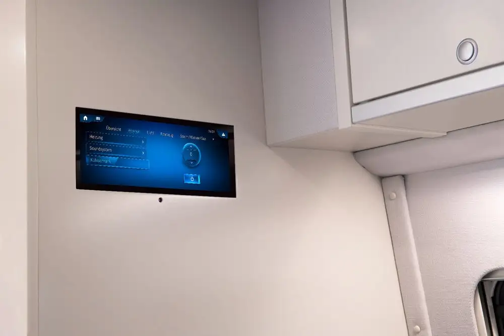 The wall-integrated touchscreen control center of the Sprinter Connected Home previews the type of command centers that we should be seeing on production Sprinter camper vans and Class C motorhomes within the next year or two