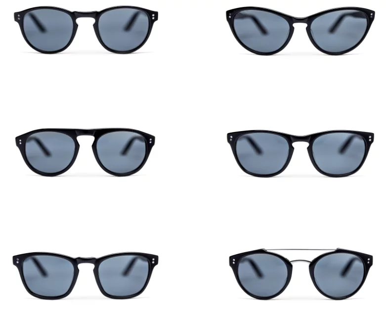 The six different frame styles in black