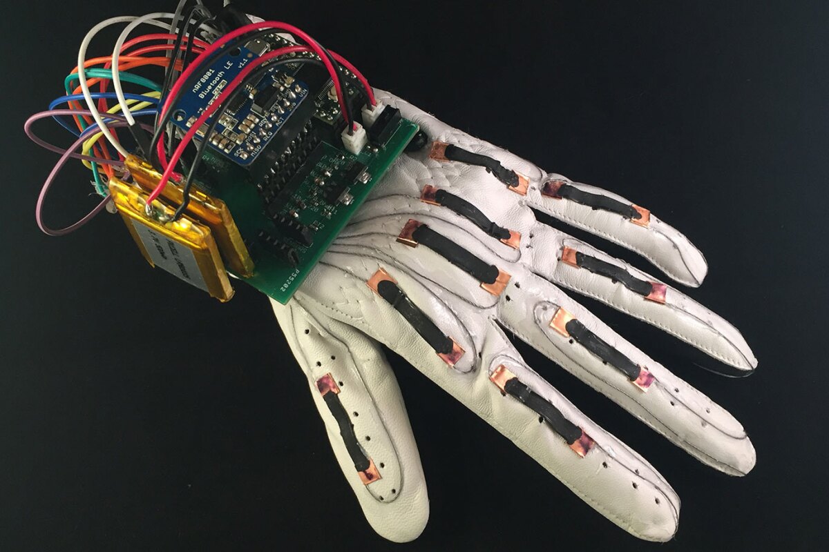 The Language of Glove is a sensor-packed glove that translates the gestures of sign language into text