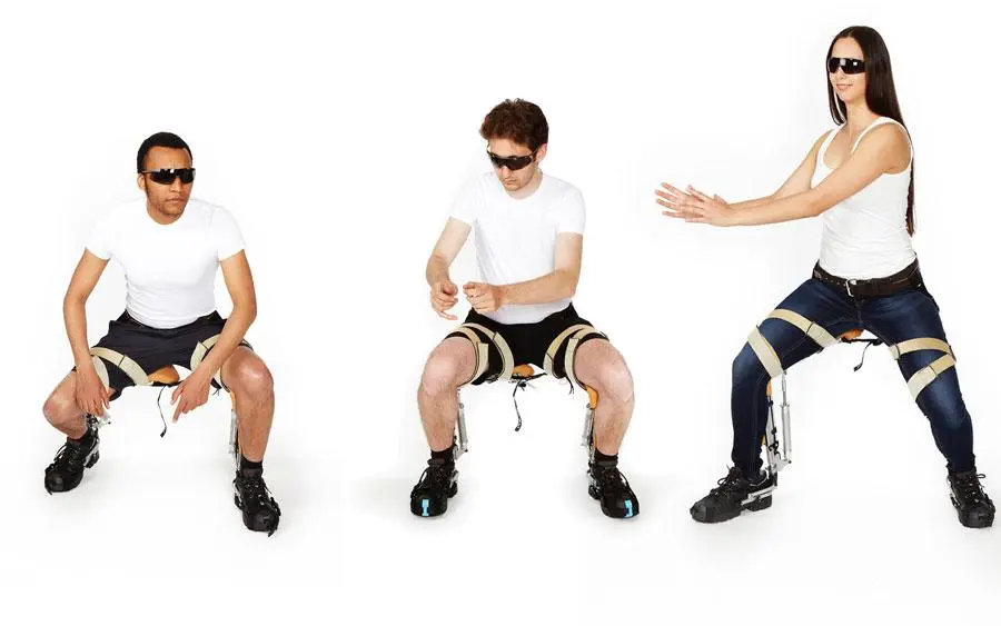 noonee's senior partners model the Chairless Chair