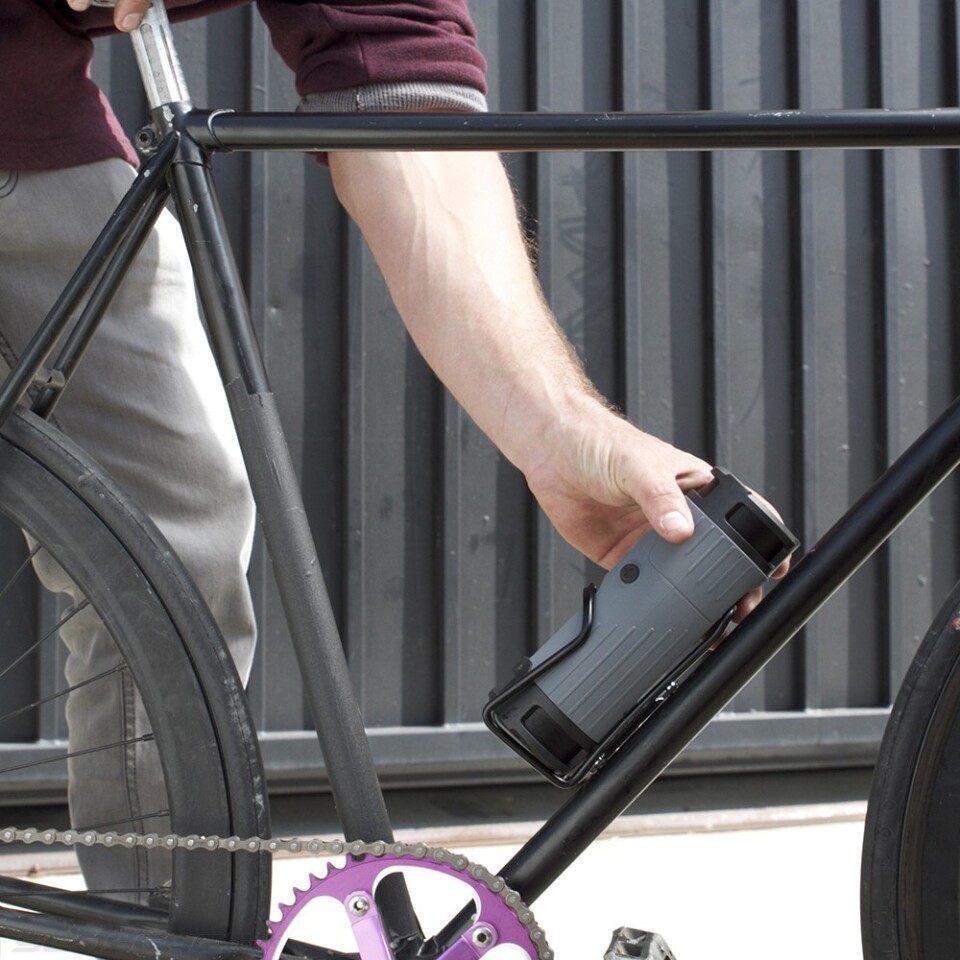 boomBOTTLE fits inside most bike bottle holders