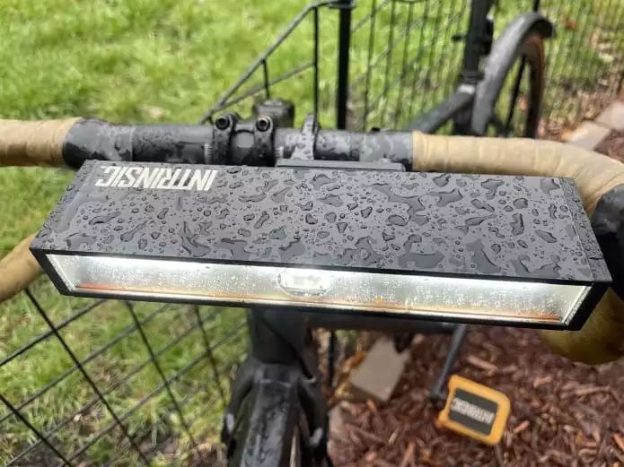 The Light Rail is water-resistant, and can be quickly installed and removed from the bike via an included handlebar mount