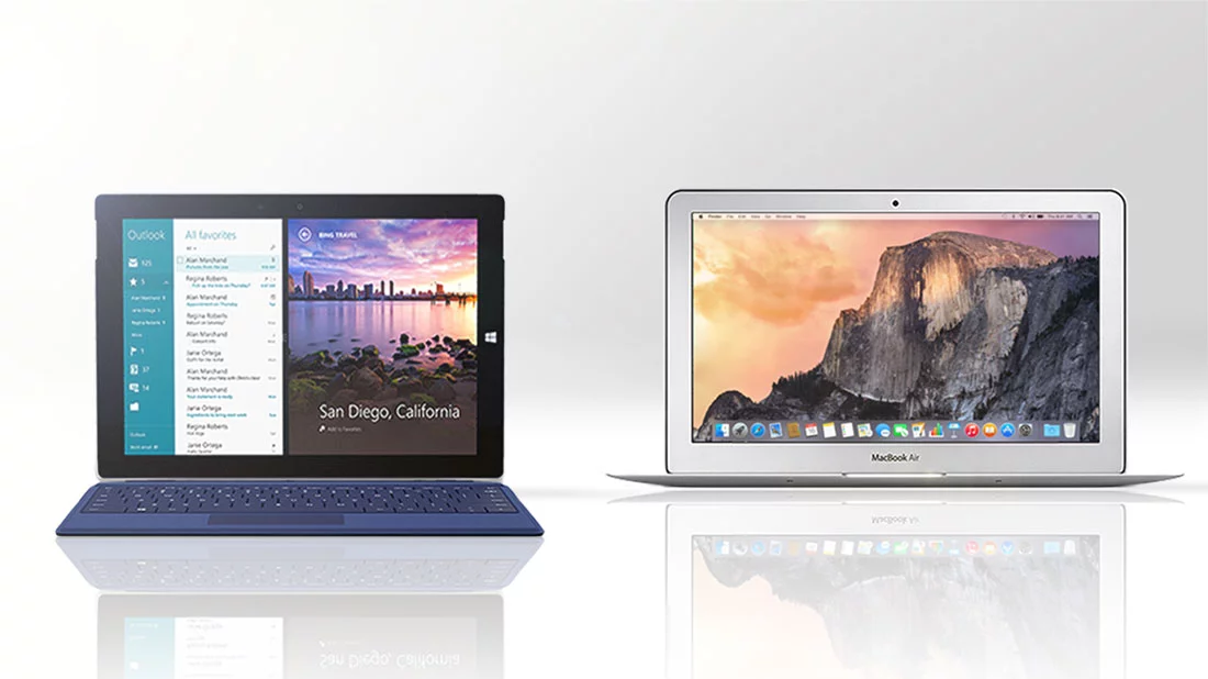Gizmag compares the features and specs of the new Surface 3 (left) and 11-in MacBook Air
