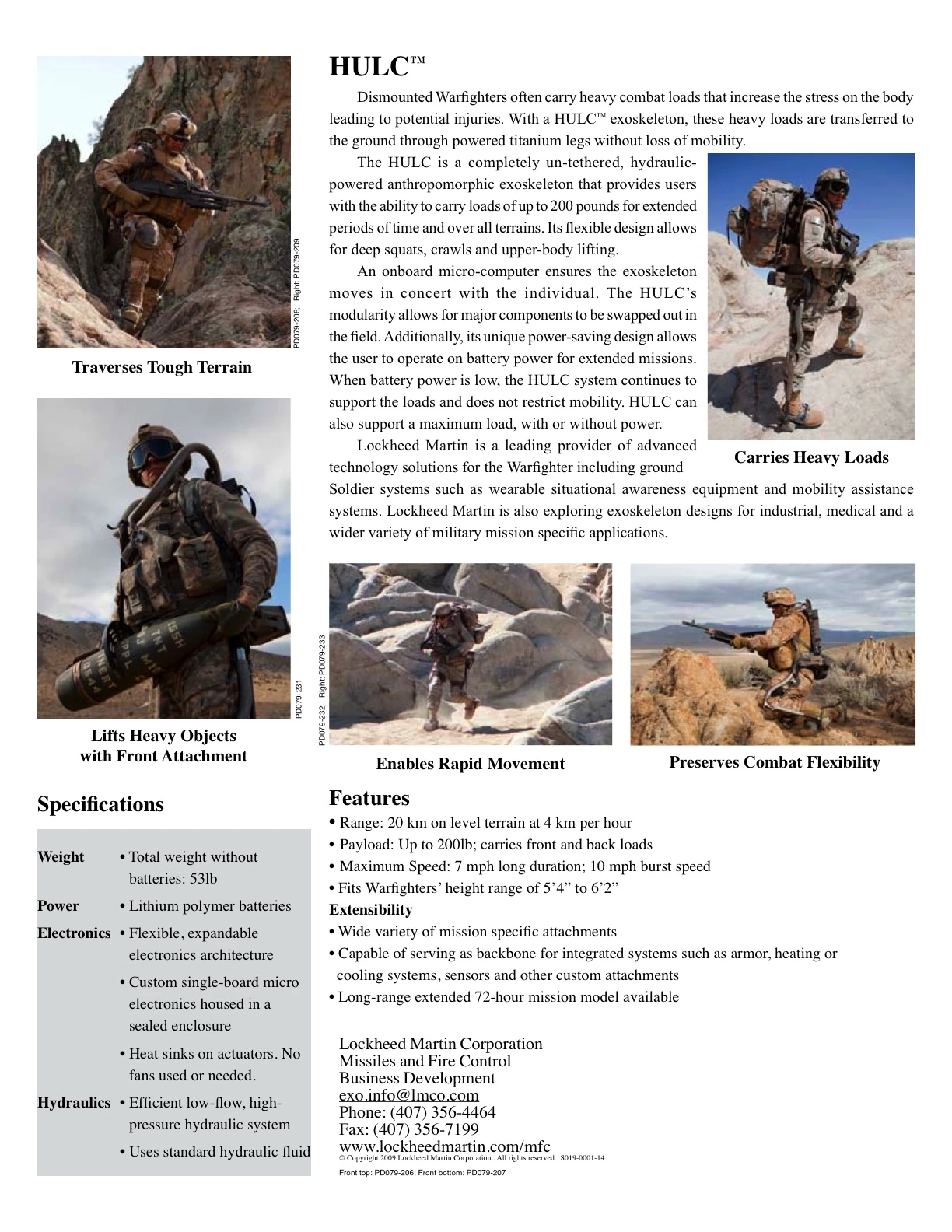 Lockheed Martin's HULC specifications