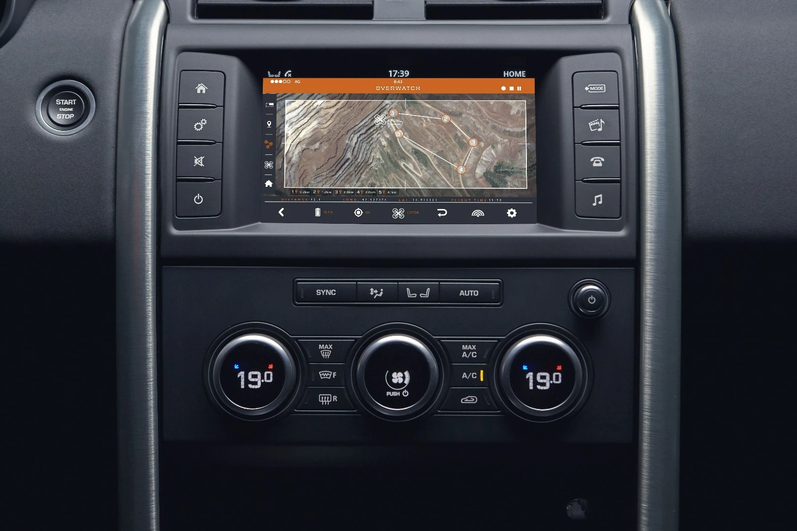 Interior of Land Rover's Project Hero vehicle which features a roof-launched drone