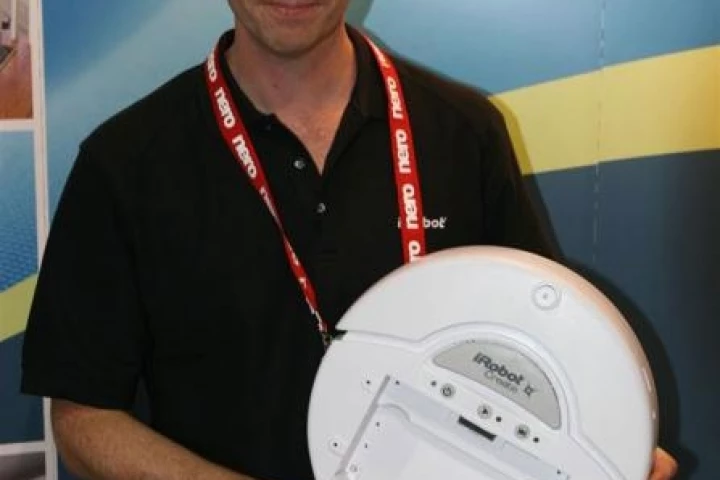 iRobot's co-founder and CEO, Colin Angle, poses with a Create for us.
