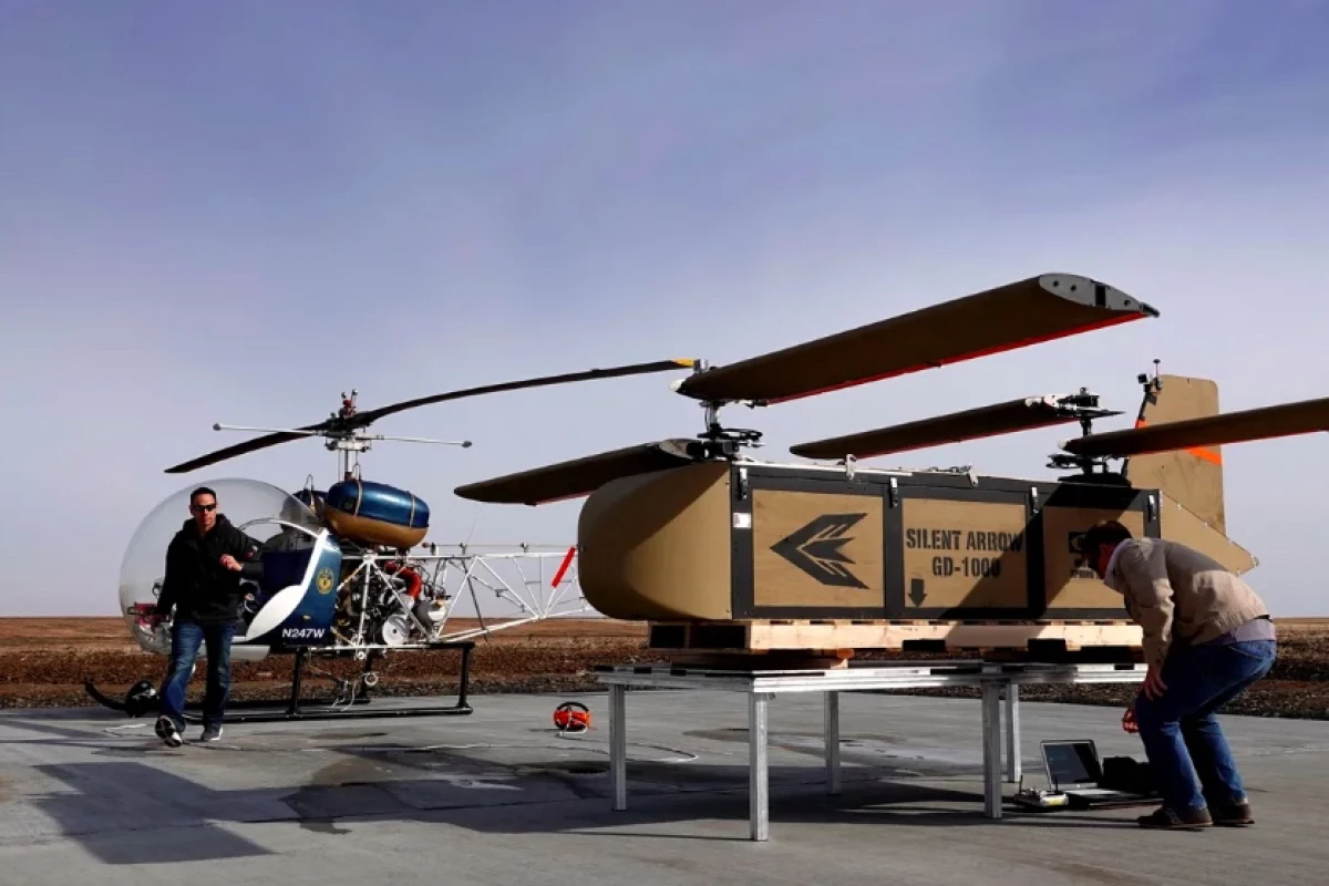 The Silent Arrow GD-2000 with its wings folded out – it can be transported by helicopter